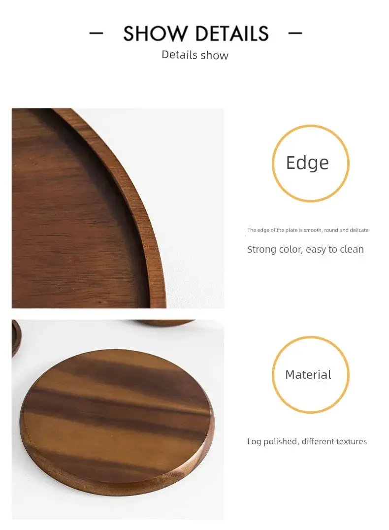 Wooden Round Tea Tray Serving Platter by House Of Avana