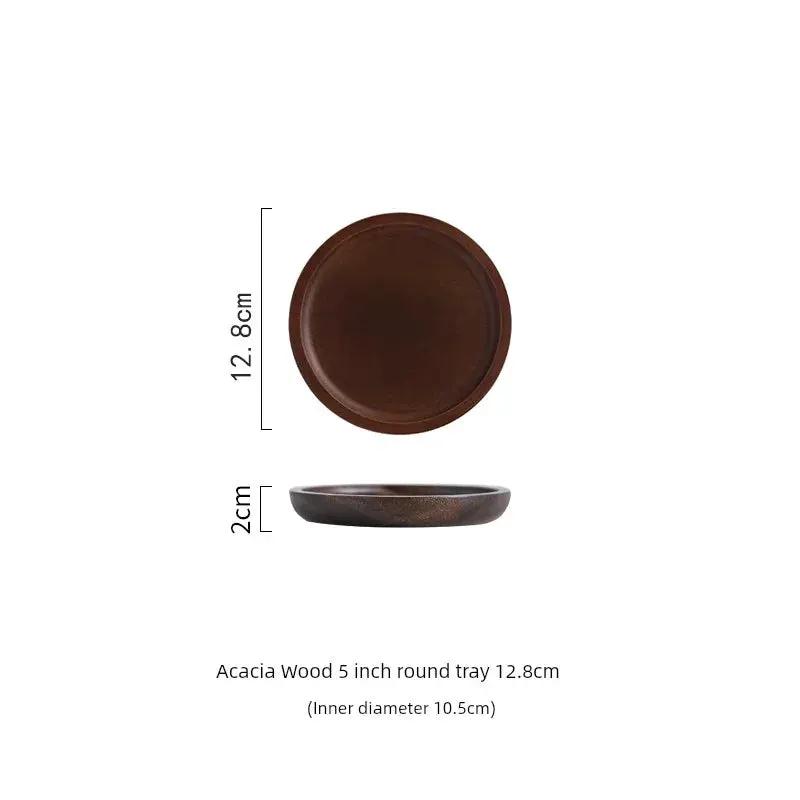 Wooden Round Tea Tray Serving Platter by House Of Avana
