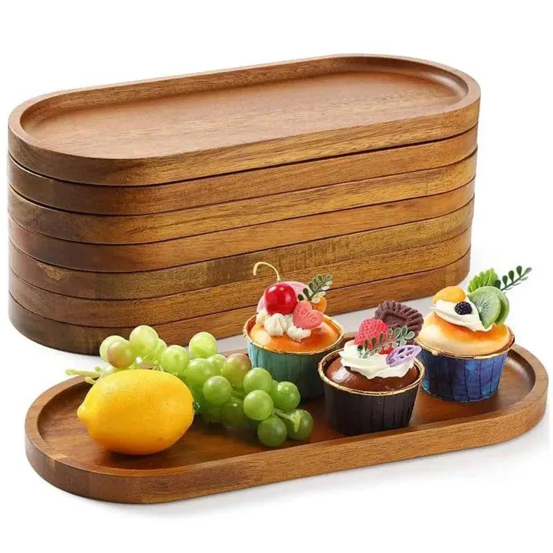 Wooden Serving Tray 11.5 x 4 Inch Oval Deli Board Cheese Plate by House Of Avana