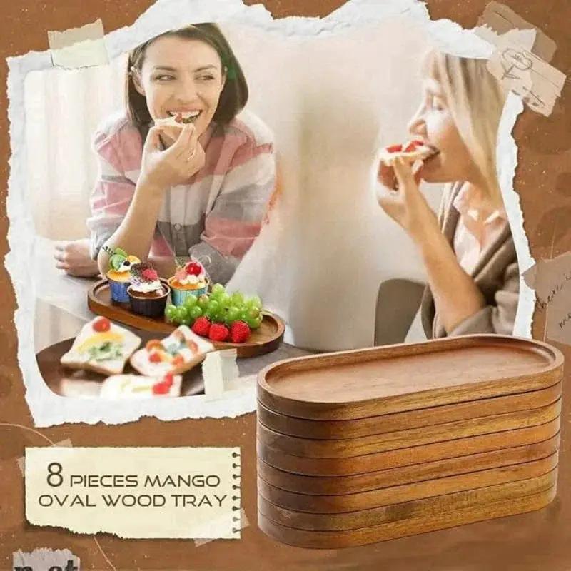 Wooden Serving Tray 11.5 x 4 Inch Oval Deli Board Cheese Plate by House Of Avana