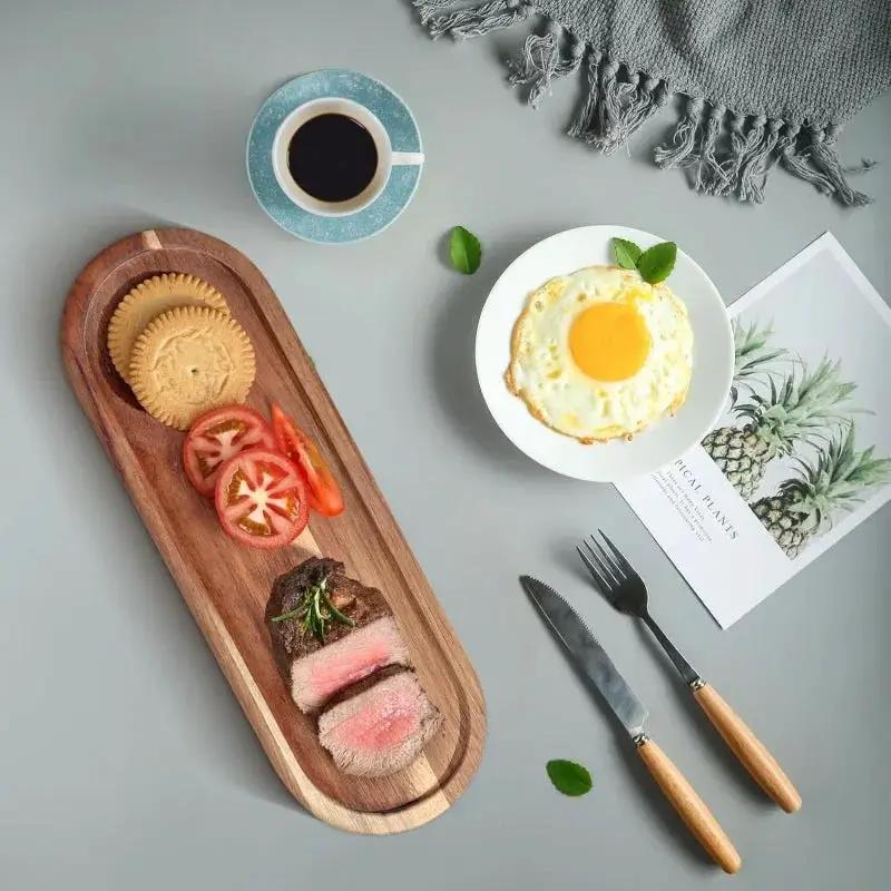 Wooden Serving Tray 11.5 x 4 Inch Oval Deli Board Cheese Plate by House Of Avana
