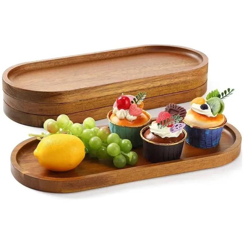 Wooden Serving Tray 11.5 x 4 Inch Oval Deli Board Cheese Plate by House Of Avana
