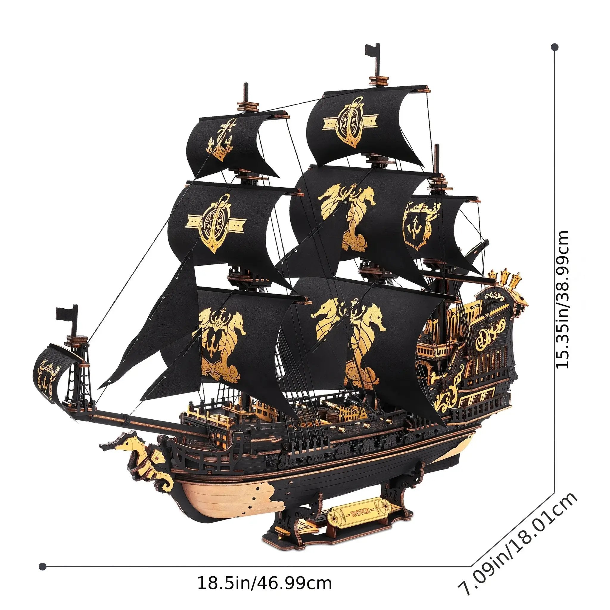 Wooden Ship Model Kit Seahorse Barque Sailing Ship with Detailed Sail by House Of Avana