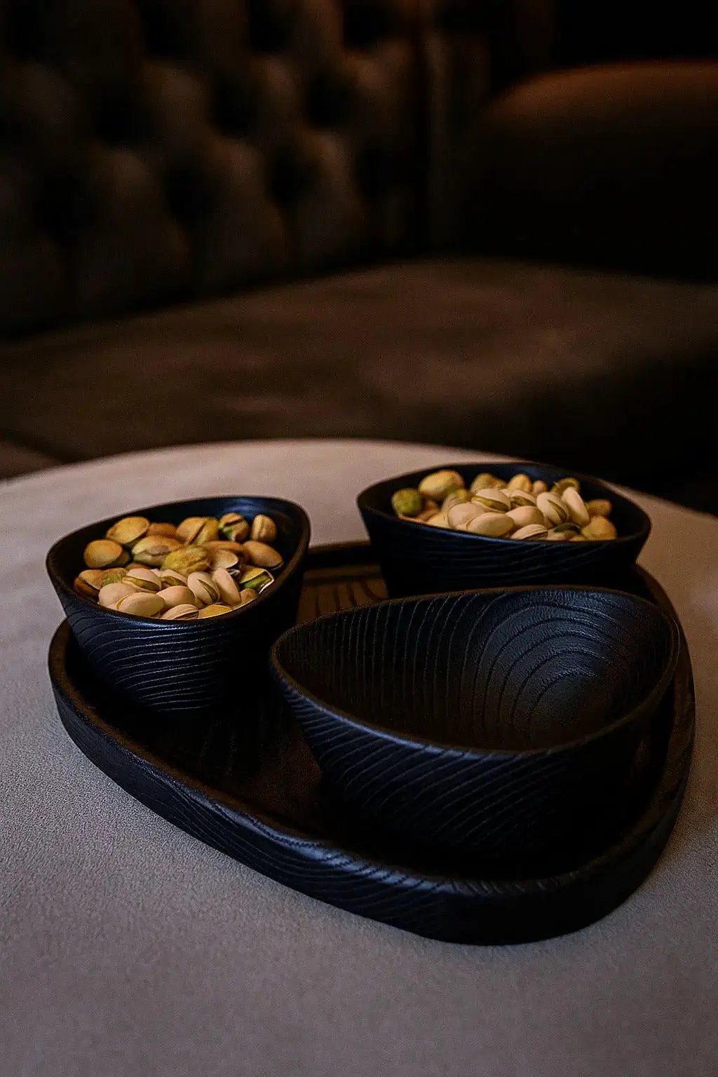 Handcrafted Luxury Wooden Nut Bowl Set with Tray by Gizz