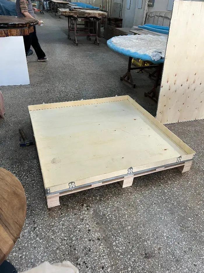 Custom Round Epoxy Resin Walnut Dining - Kitchen Table With Wood Base by Gizz