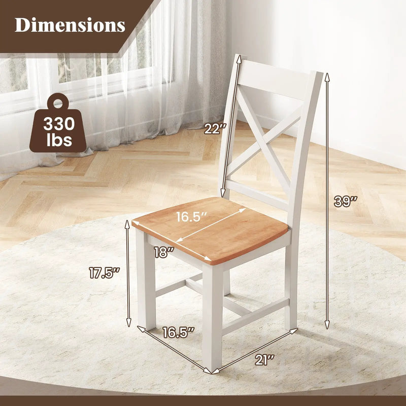 Wooden Dining Chairs Set of 2 with High Back and Rubber Wood Frame-Natural by DirectDeals