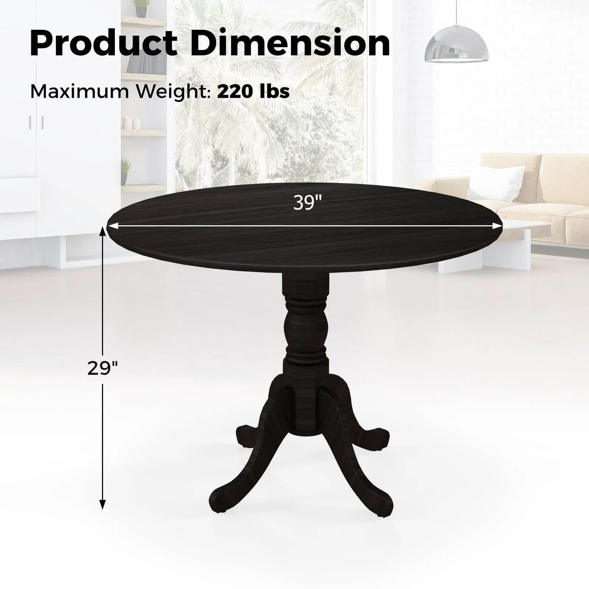 Wooden Dining Table with Round Tabletop and Curved Trestle Legs by DirectDeals