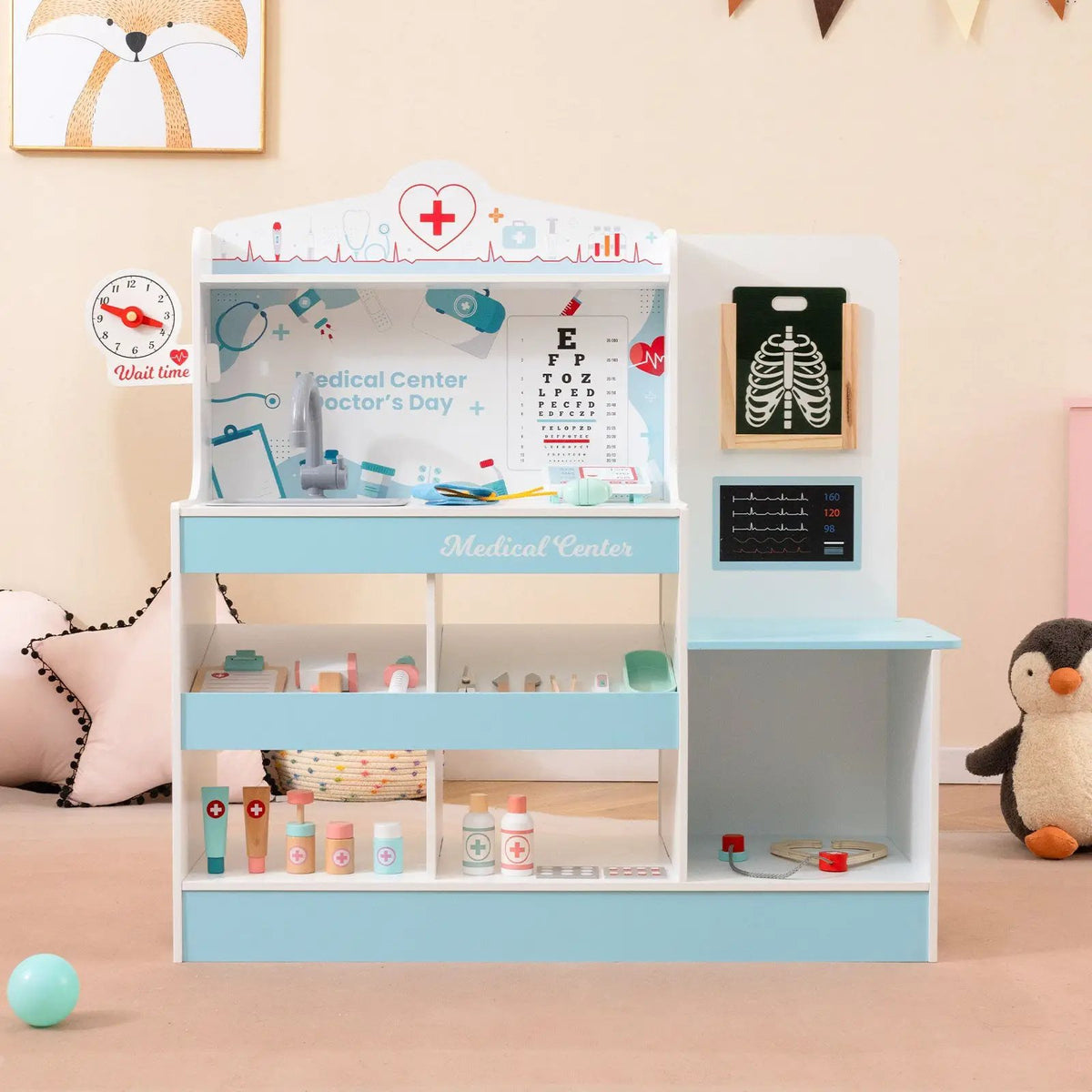 Wooden Doctor Playset with Stethoscope for Toddlers over 3 Years Old by DirectDeals
