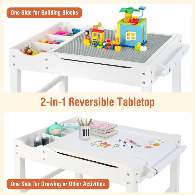 Wooden Kids Multi Activity Play Table with Storage Paper Roll by DirectDeals