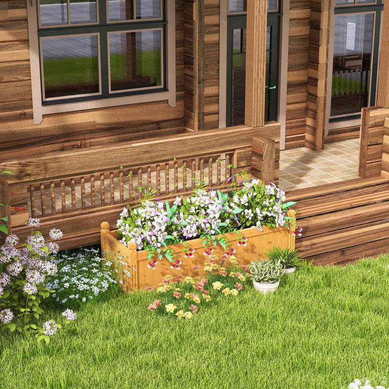 Wooden Rectangular Garden Bed with Drainage System-Natural by DirectDeals