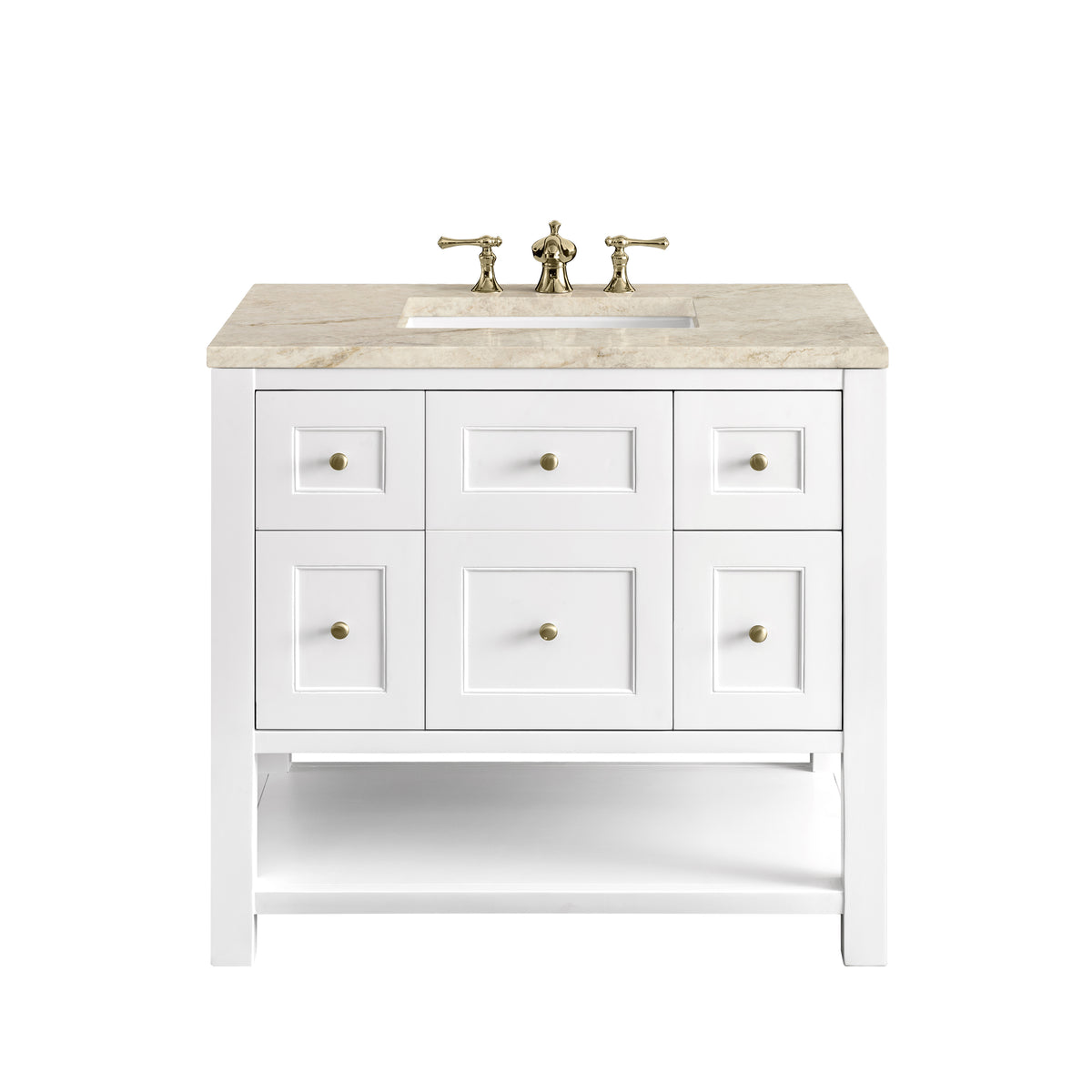 James Martin Breckenridge 36" Single Bathroom Vanity, Bright White with Tajnar countertop
