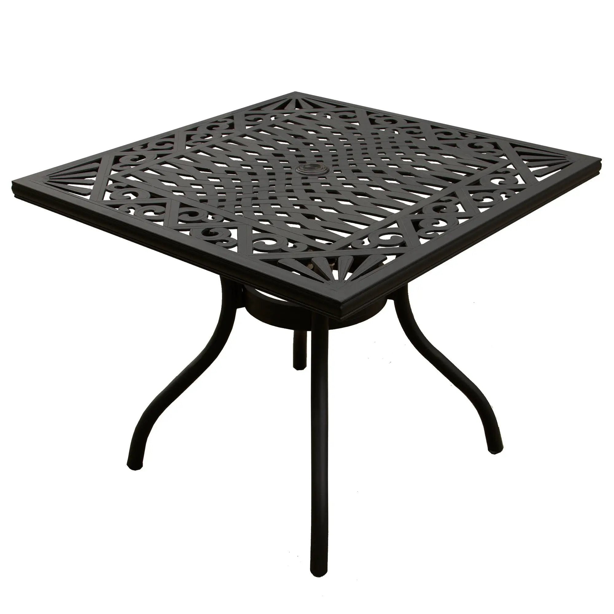 Ornate Outdoor Aluminum Black 37-in Square Patio Dining Table by Sharicks