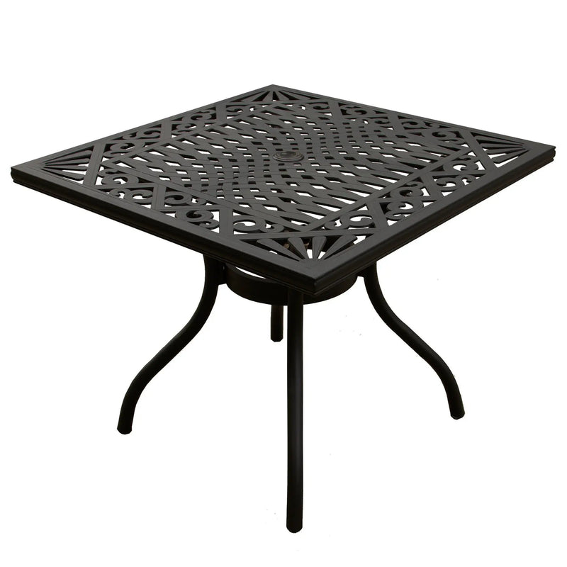Outdoor Aluminum 5pc Square Black Patio Dining Set with Four Chairs by Sharicks
