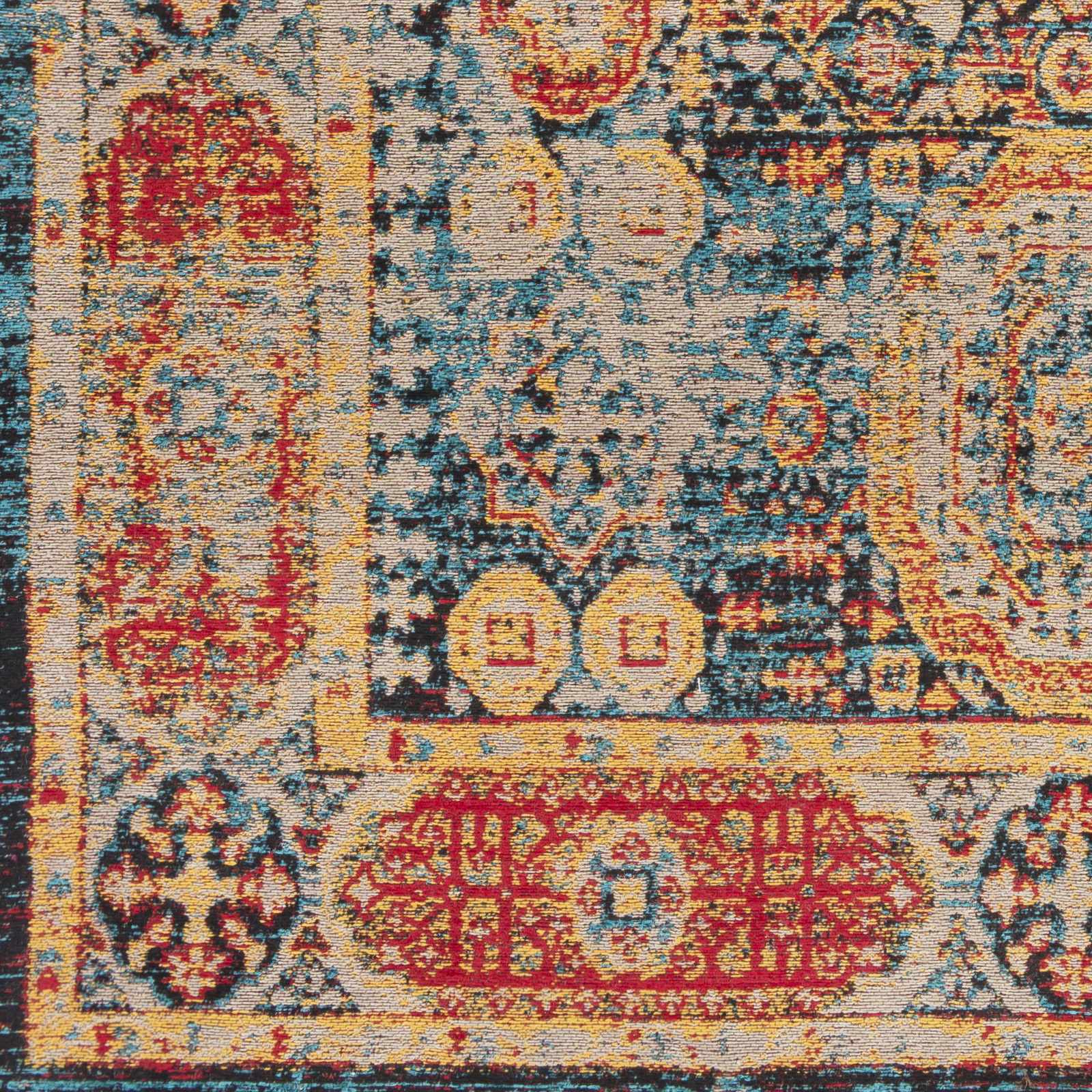 Wrangell Blue/Red Damask Carpet - Clearance by Boutique Rugs