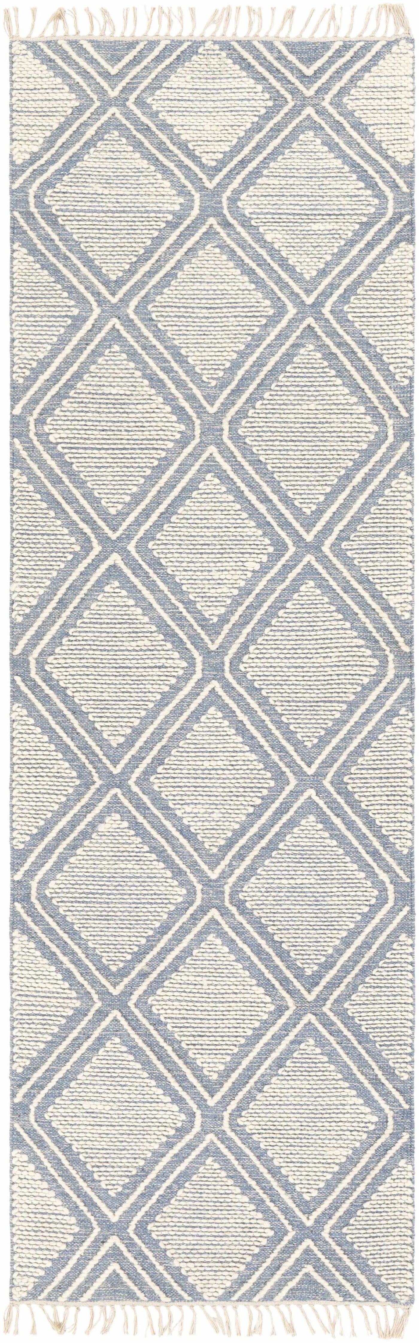 Wausa Denim Trellis on Cream Cotton/wool Rug - Clearance by Boutique Rugs