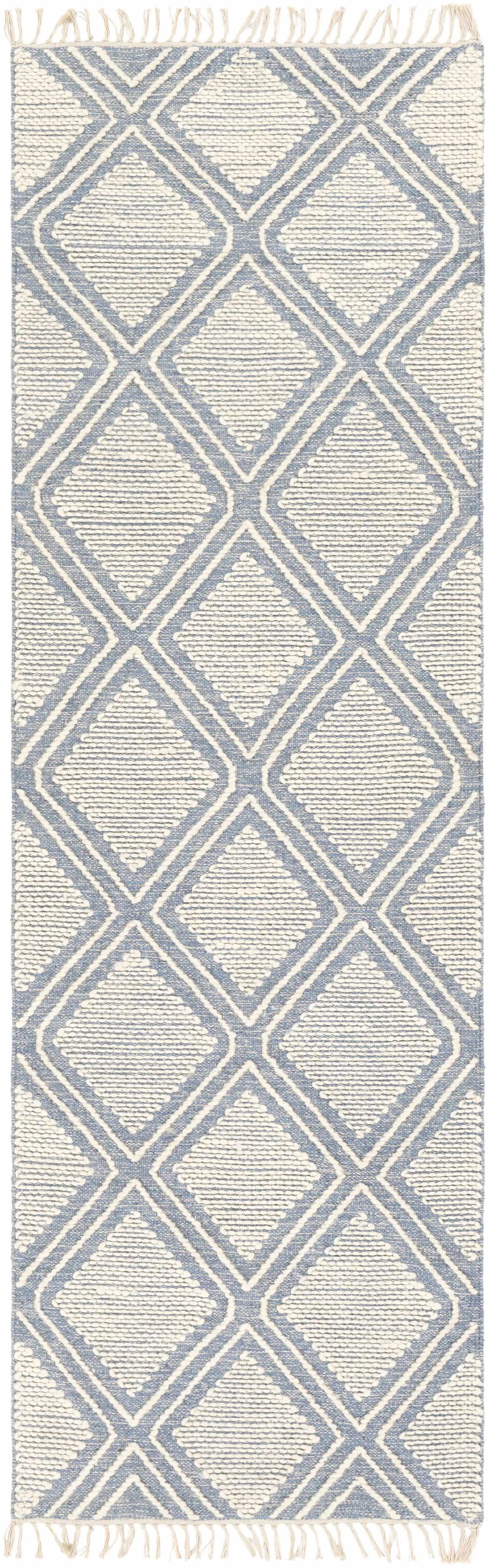 Wausa Denim Trellis on Cream Cotton/wool Rug - Clearance by Boutique Rugs