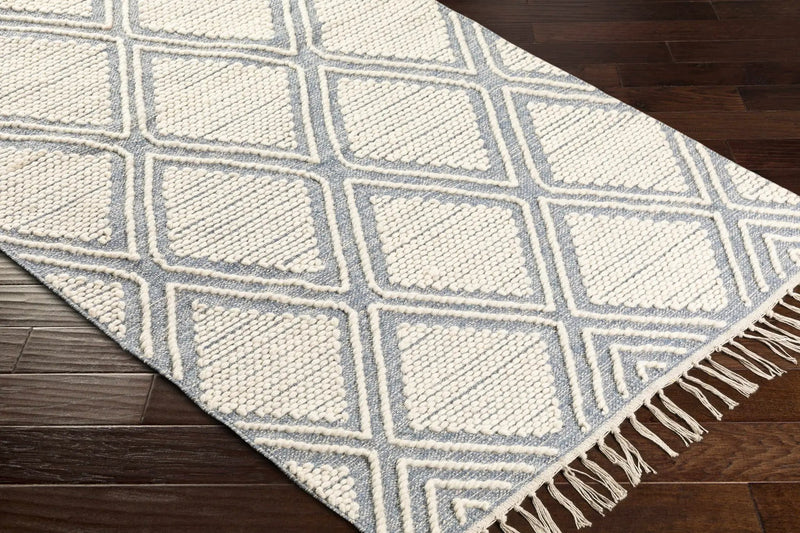 Wausa Denim Trellis on Cream Cotton/wool Rug - Clearance by Boutique Rugs