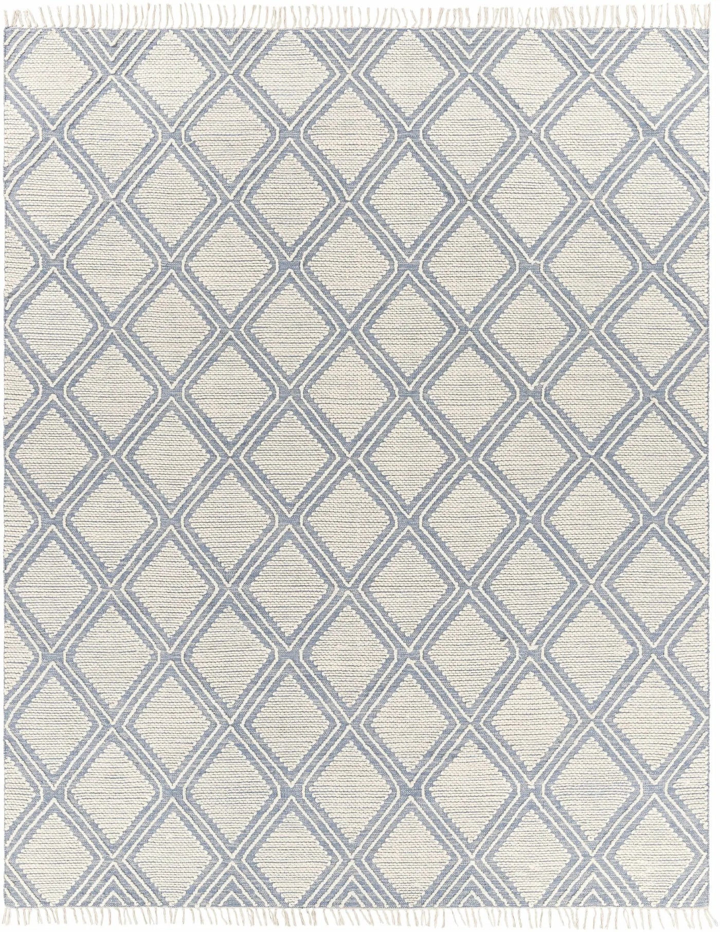 Wausa Denim Trellis on Cream Cotton/wool Rug - Clearance by Boutique Rugs