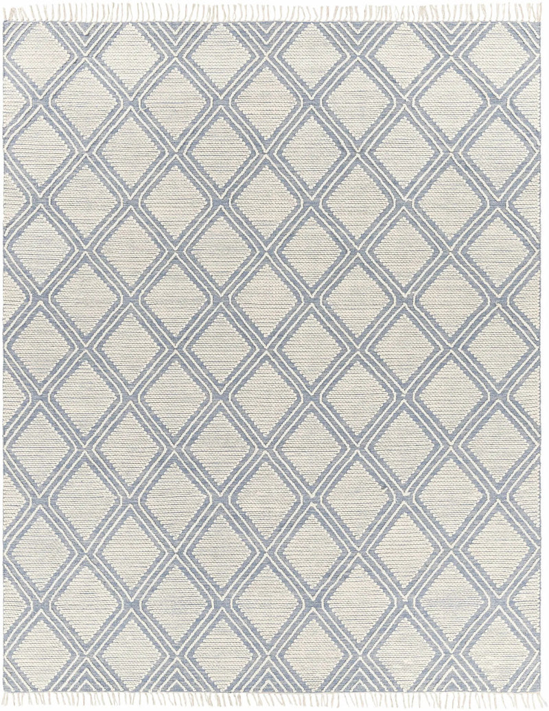 Wausa Denim Trellis on Cream Cotton/wool Rug - Clearance by Boutique Rugs