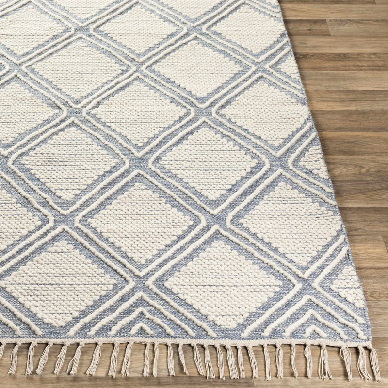 Wausa Denim Trellis on Cream Cotton/wool Rug - Clearance by Boutique Rugs