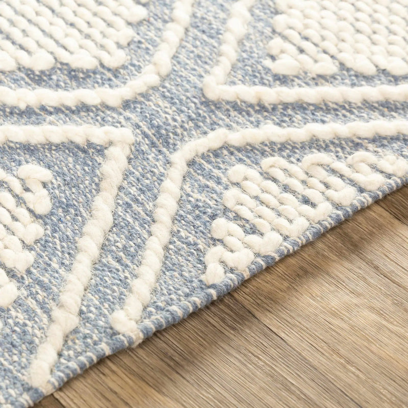 Wausa Denim Trellis on Cream Cotton/wool Rug - Clearance by Boutique Rugs