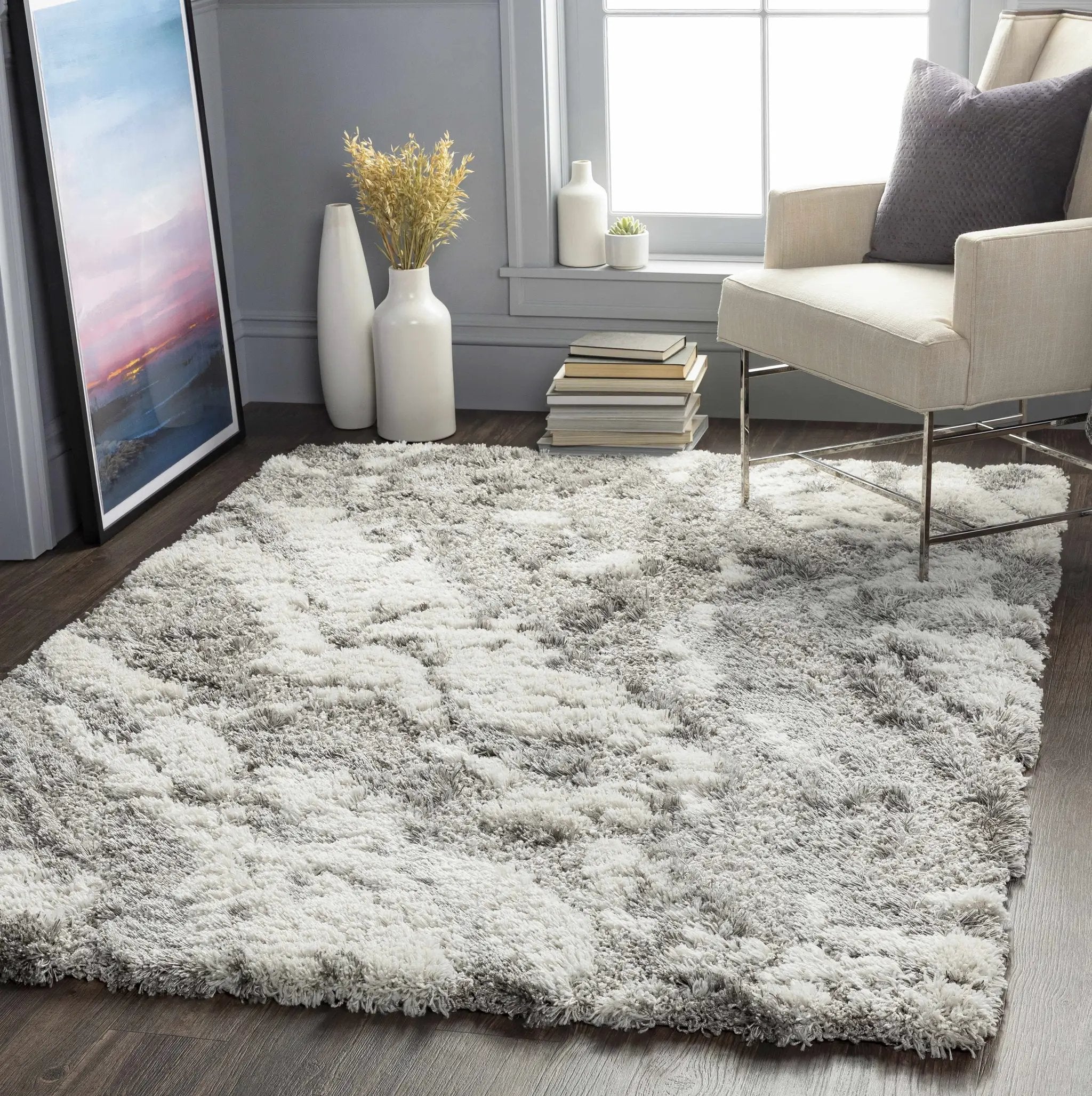 Ashtucna Gray Cloudy Shag Rug by Boutique Rugs