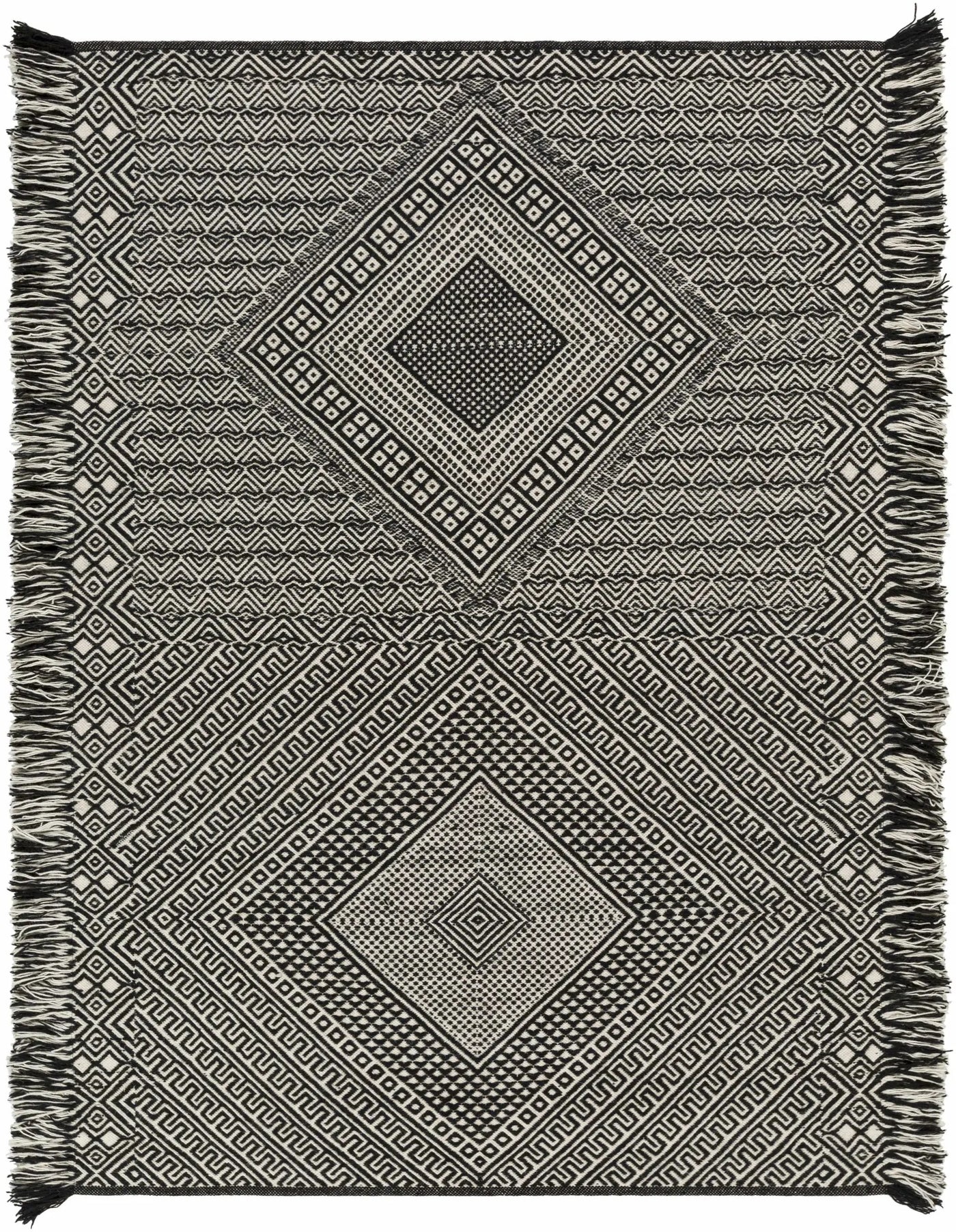 Wundowie Black&Ivory Diamond Wool Rug - Clearance by Boutique Rugs