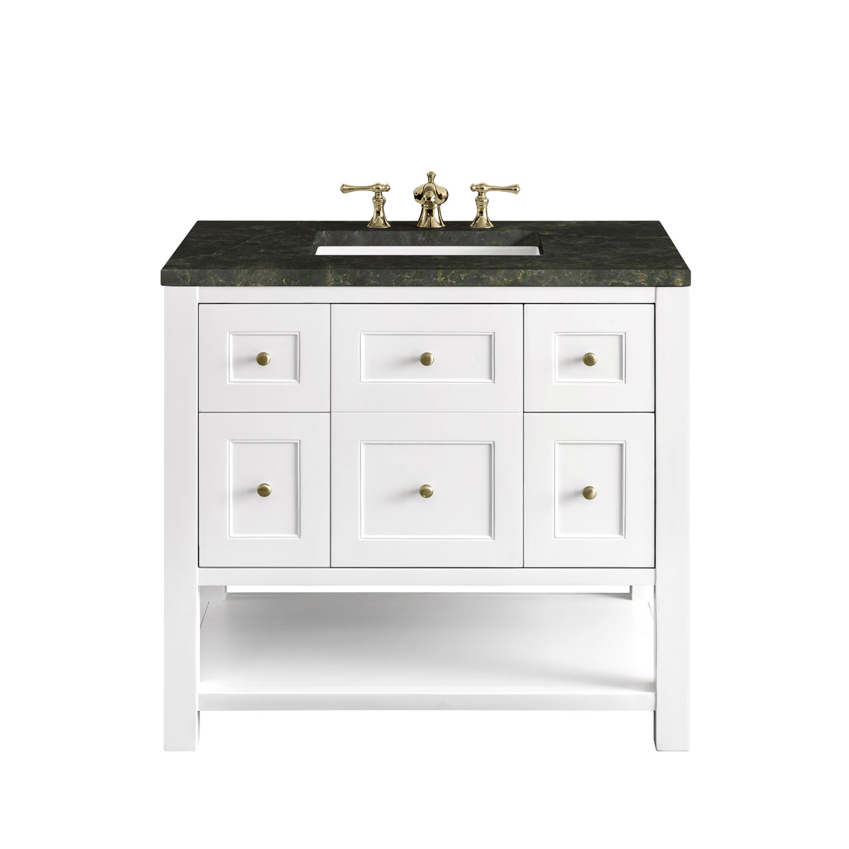 James Martin Breckenridge 36" Single Bathroom Vanity, Bright White with Phantome countertop