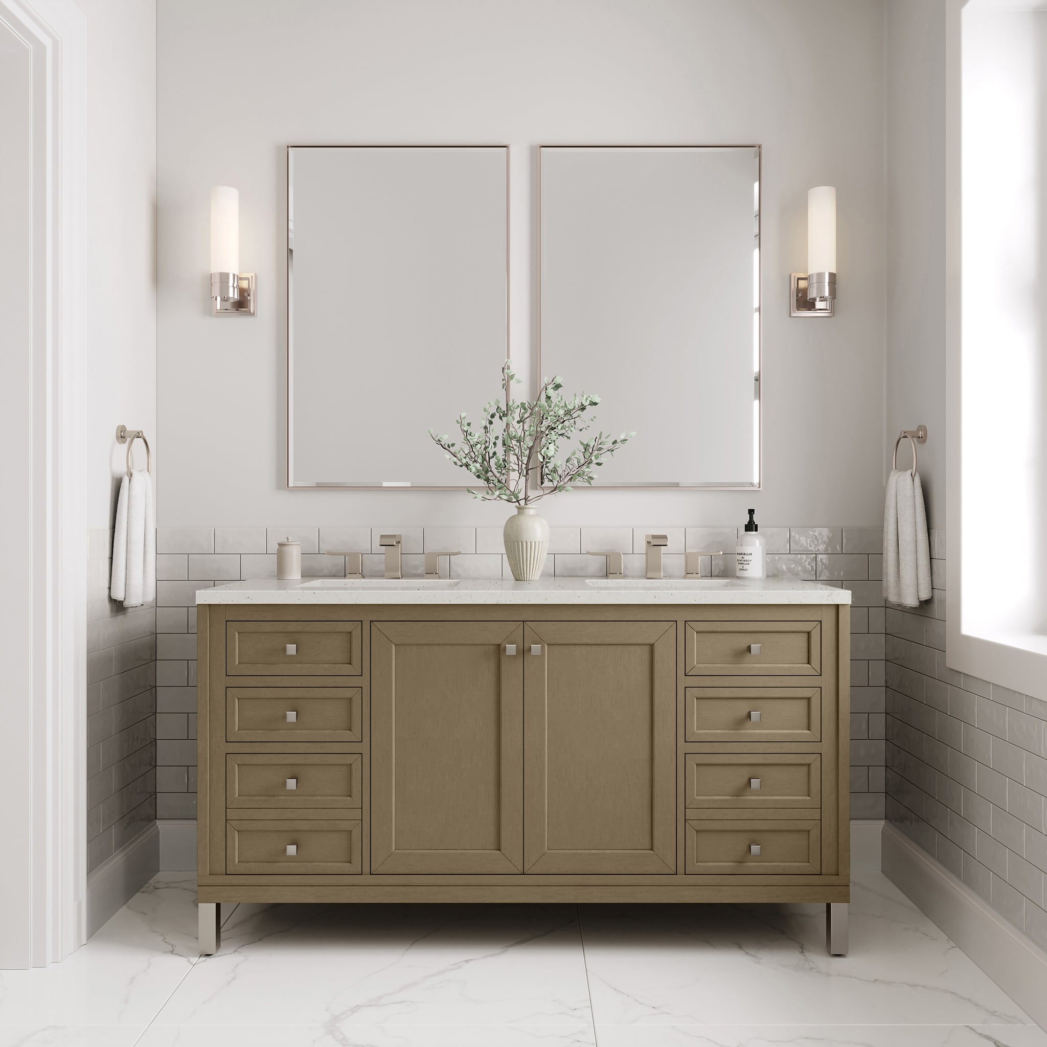 James Martin Chicago 60" Double Bathroom Vanity, Walnut Whisper, view 25