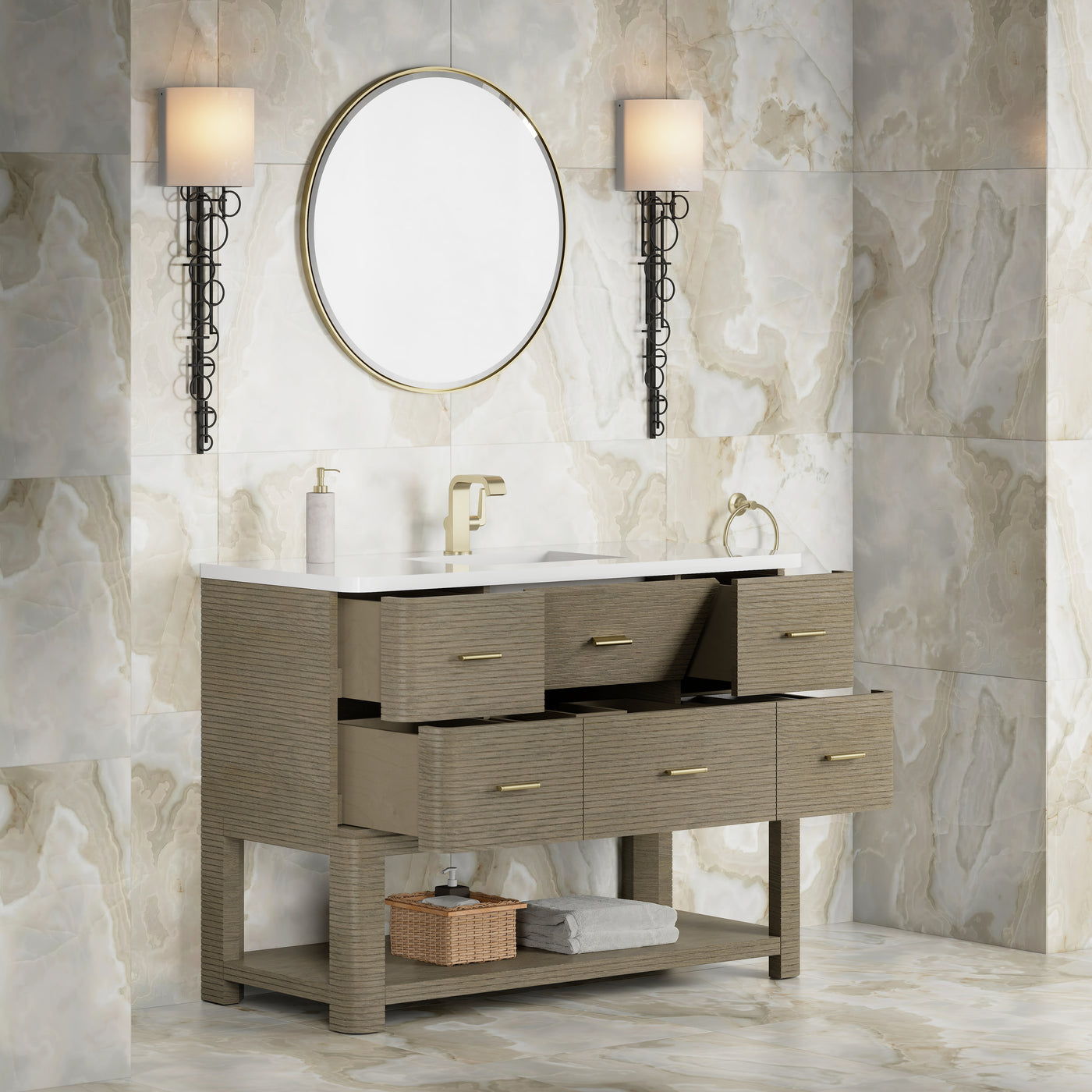 James Martin Lucian 48" Single Bathroom Vanity, Pebble Oak, view 22