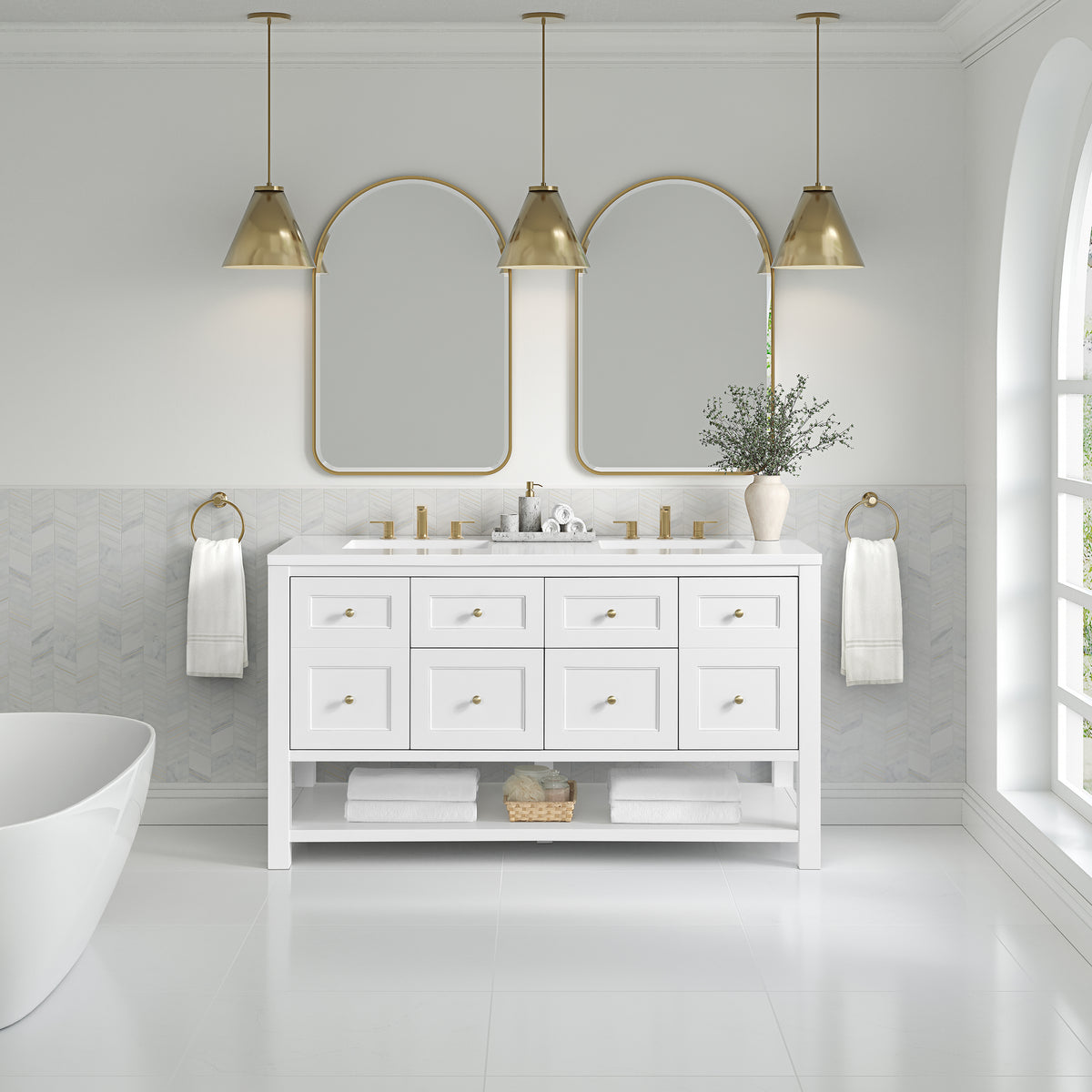 James Martin Breckenridge 60" Double Bathroom Vanity, Bright White, view 35