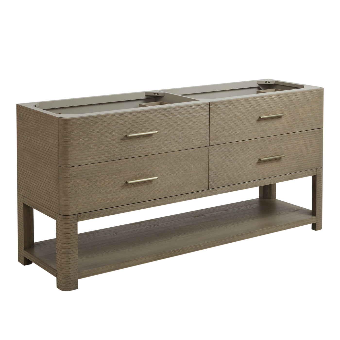 James Martin Lucian 72" Double Bathroom Vanity, Pebble Oak, cabinet without a countertop