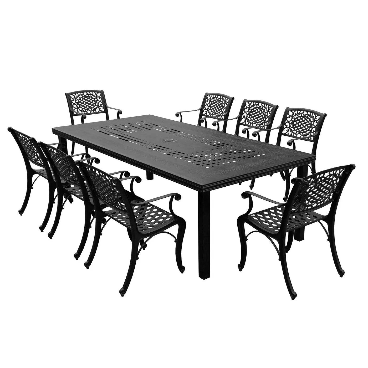 Outdoor Aluminum 9pc Rectangular Patio Dining Set with Eight Chairs by Sharicks