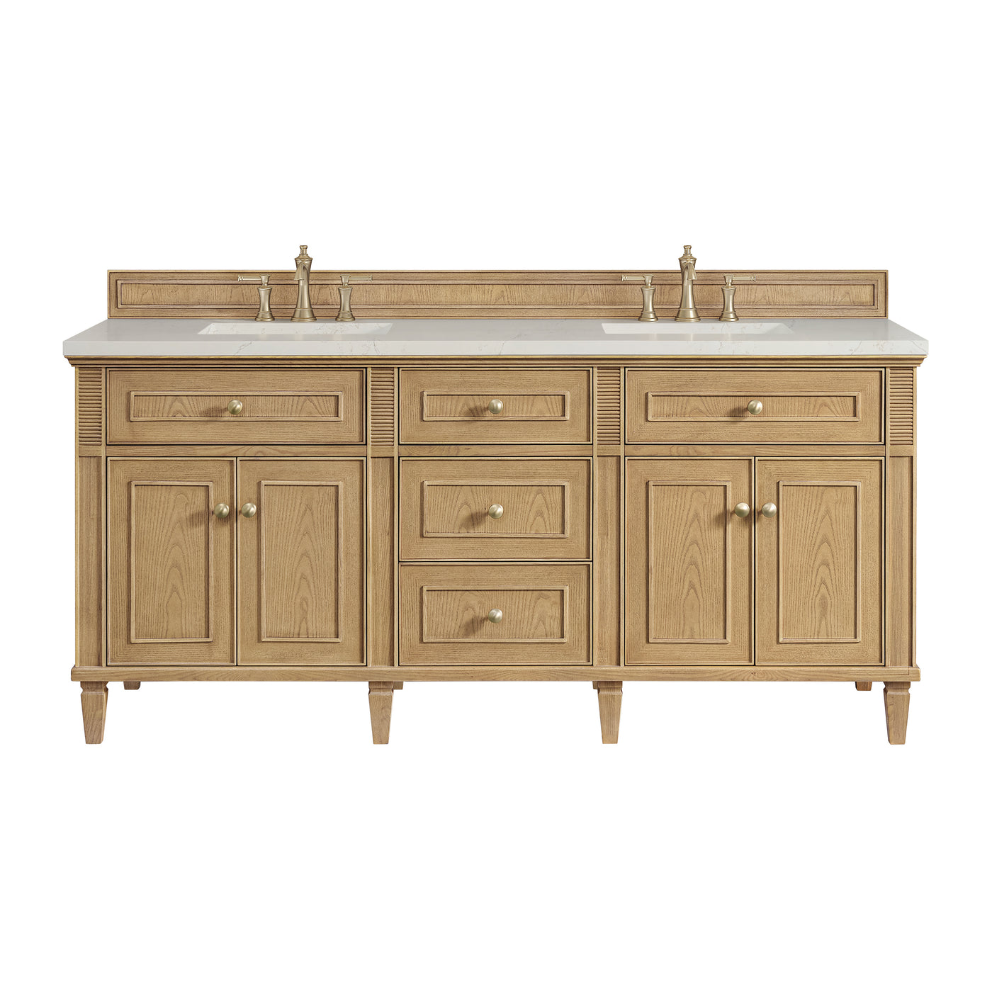 James Martin Lorelai 72" Double Bathroom Vanity, Light Natural Oak with Siberian countertop