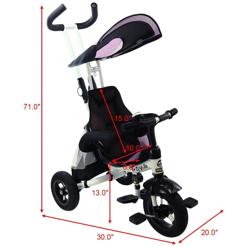 4-in-1 Detachable Learning Baby Tricycle Stroller w/ Canopy Bag-Pink by DirectDeals
