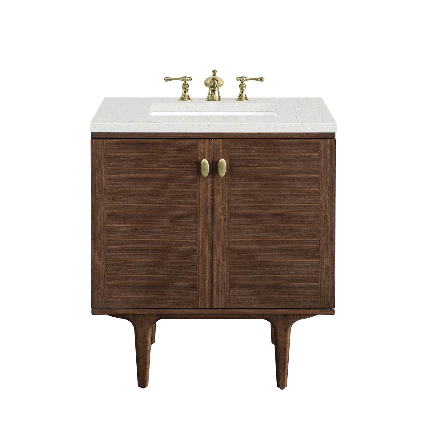 James Martin Amberly 30" Dual Mount Single Bathroom Vanity, Mid-Century Walnut by James Martin