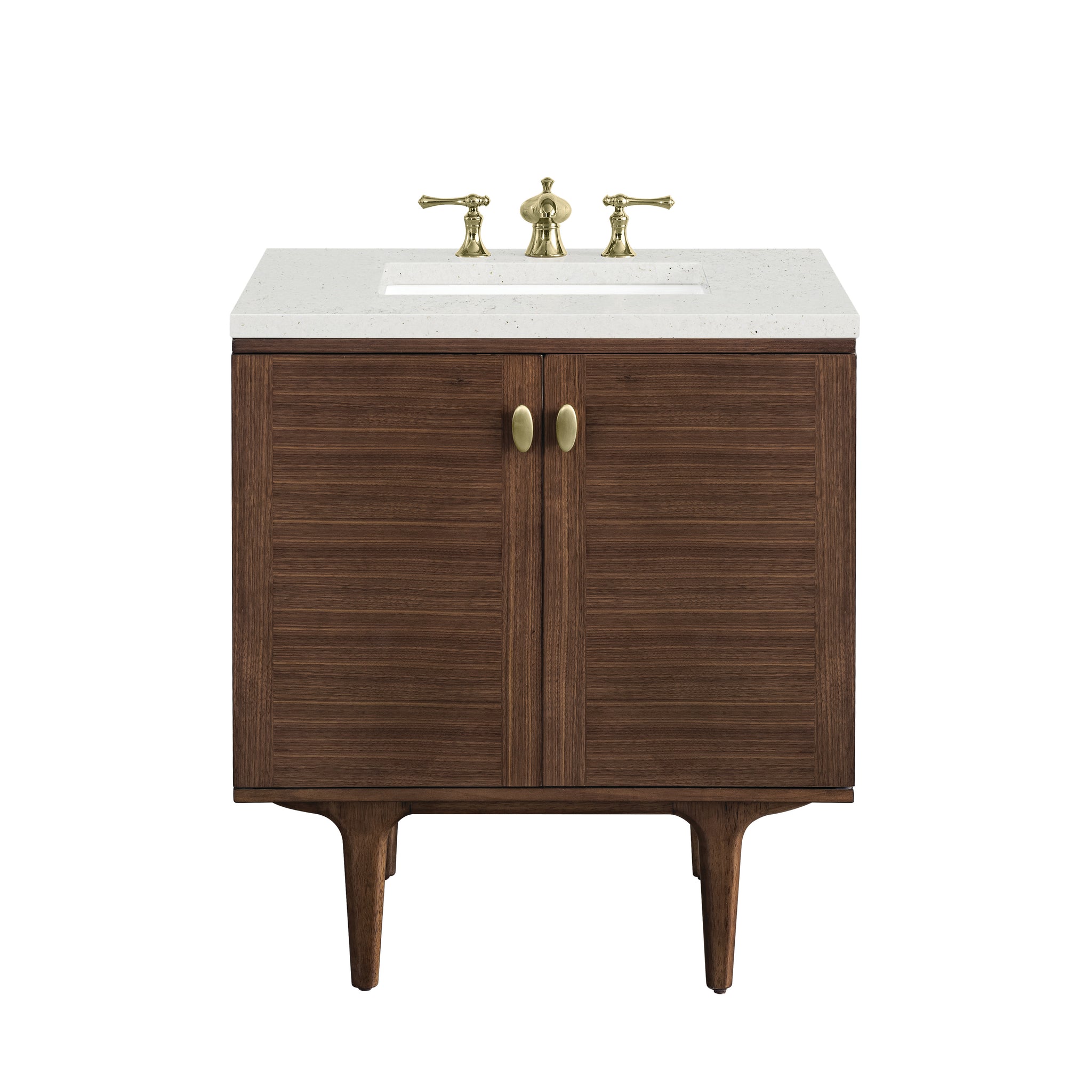 James Martin Amberly 30" Dual Mount Single Bathroom Vanity, Mid-Century Walnut by James Martin