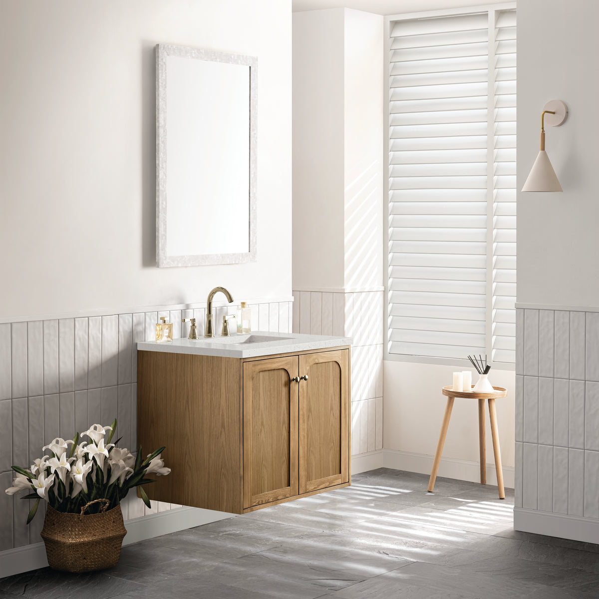 James Martin Laurent 30" Dual Mount Single Bathroom Vanity, Light Natural Oak, view 27