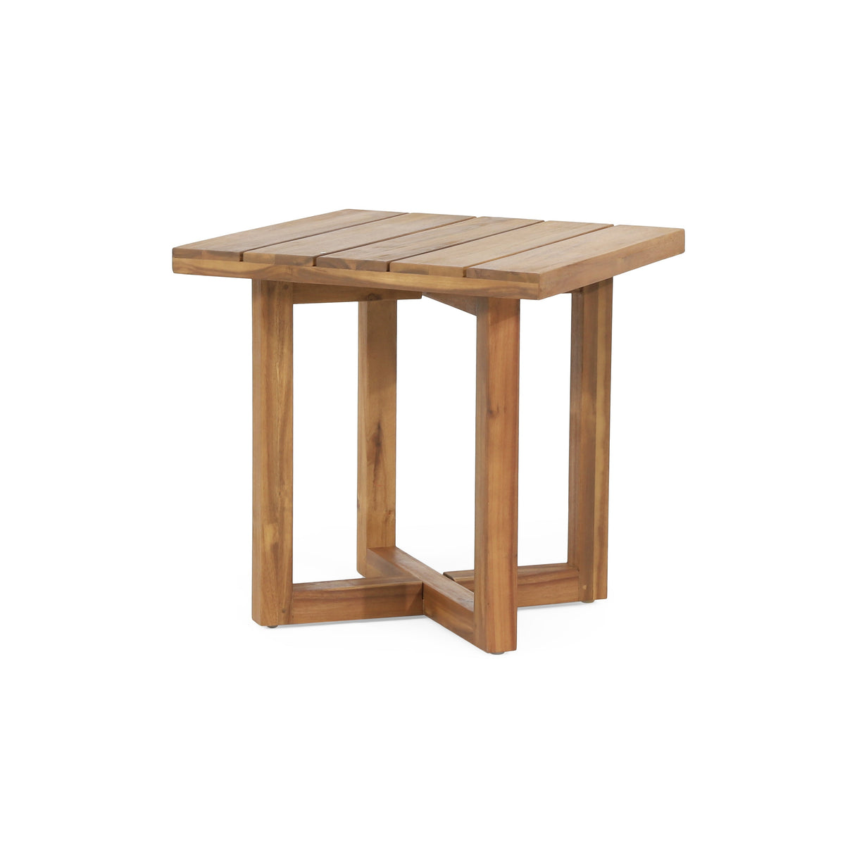 Ella Square Side Table with Slat Top - Natural Acacia, photo 5 of 10