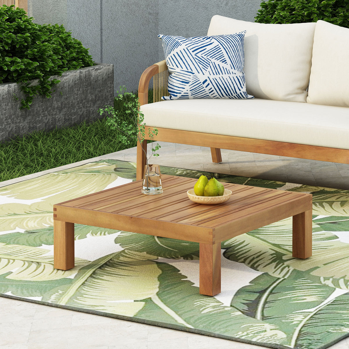 Oana/Brava Coffee Table with Acacia Wood Construction - Teak