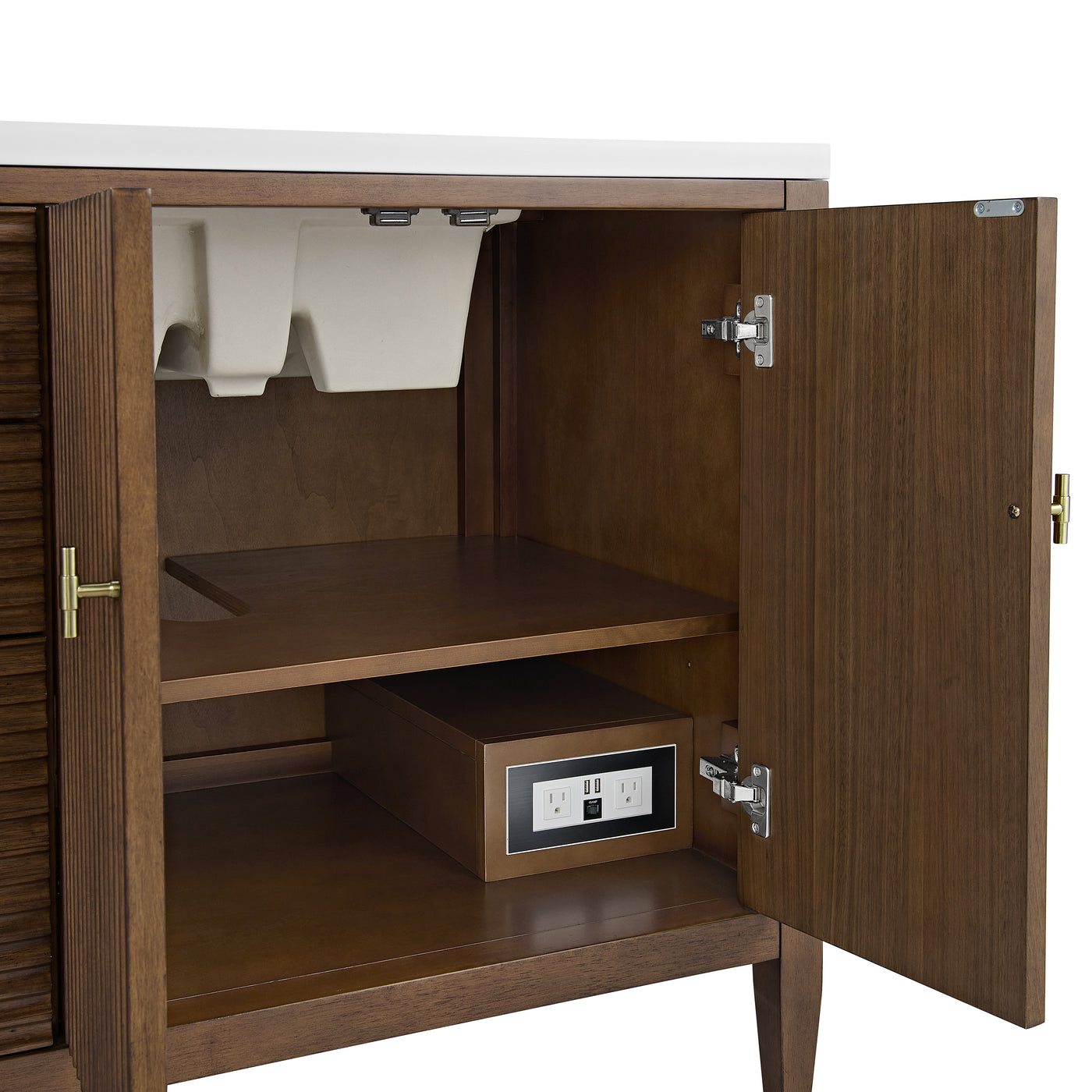 James Martin Myrrin 72" Double Bathroom Vanity, Mid-Century Walnut, view 25