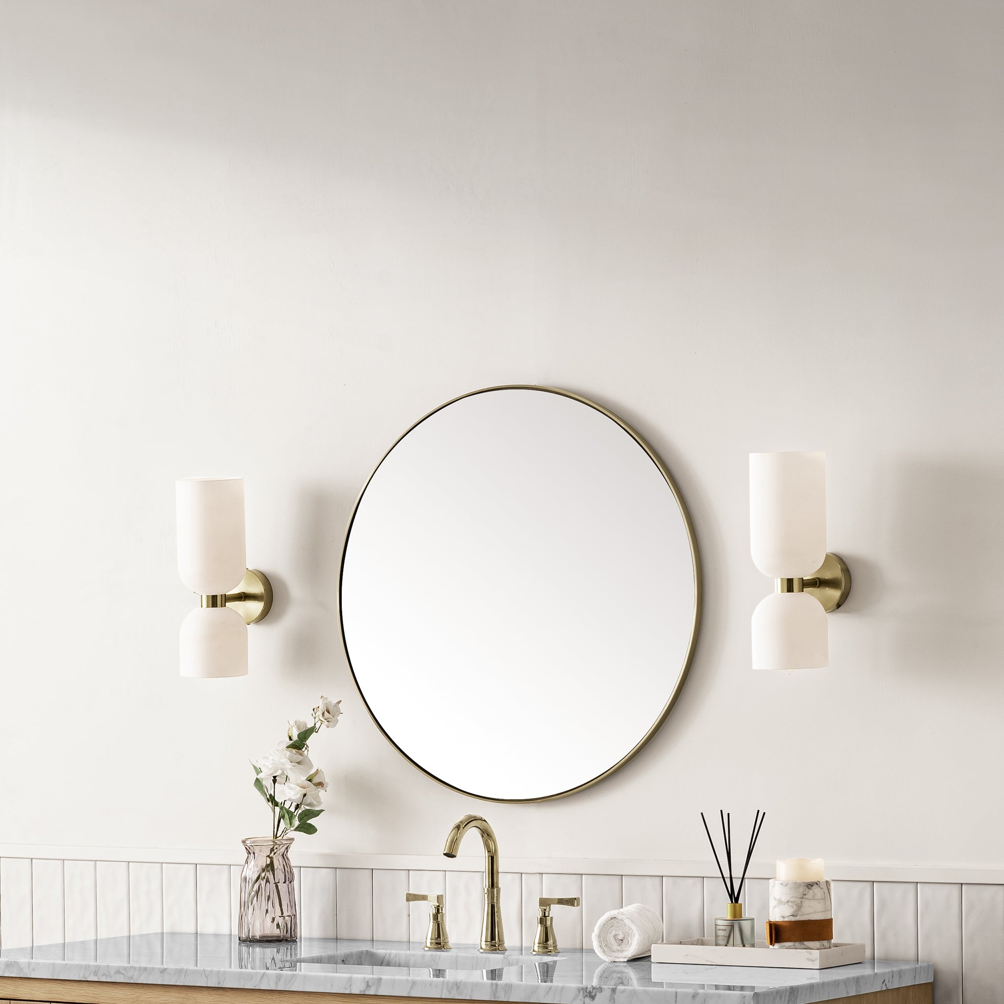 James Martin Rohe 30" Mirror, Champagne Brass by James Martin