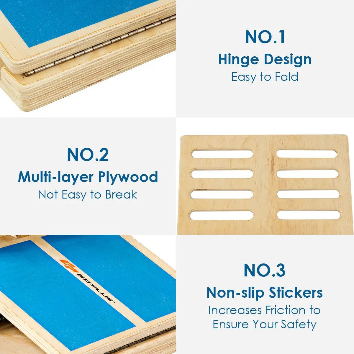 4-Level Wooden Slant Board with Anti-skid Surface by DirectDeals