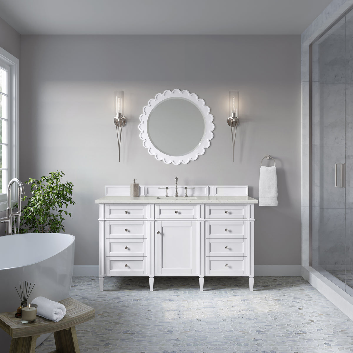 James Martin Brittany 60" Single Bathroom Vanity, Bright White, view 19