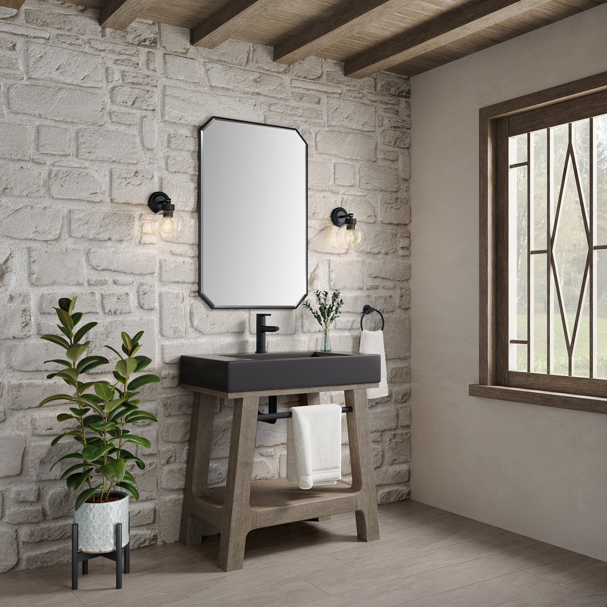 James Martin Auburn 31.5" Single Console Vanity, Weathered Timber by James Martin