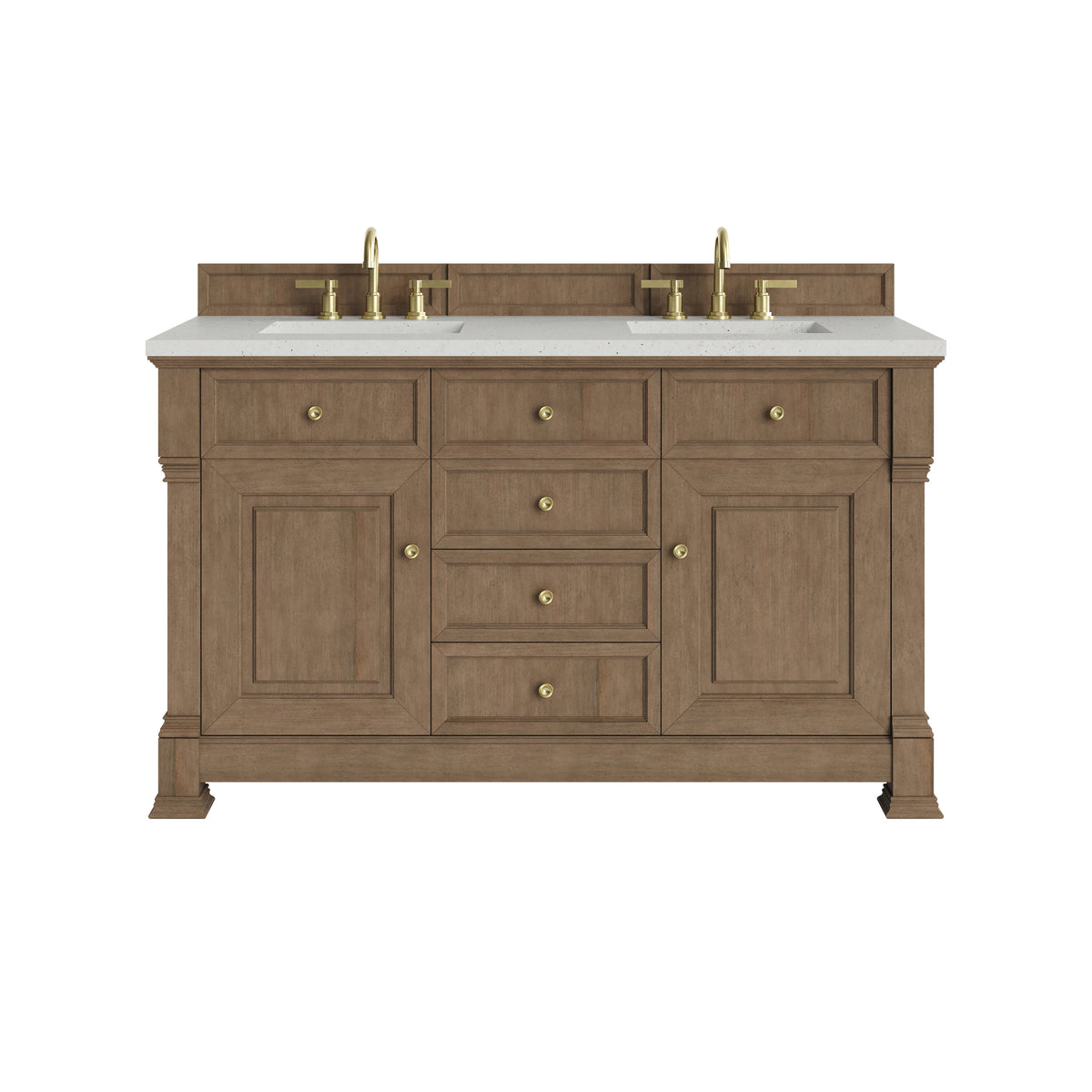 James Martin Brookfield 60" Double Bathroom Vanity, Pecan with Lime Delight countertop