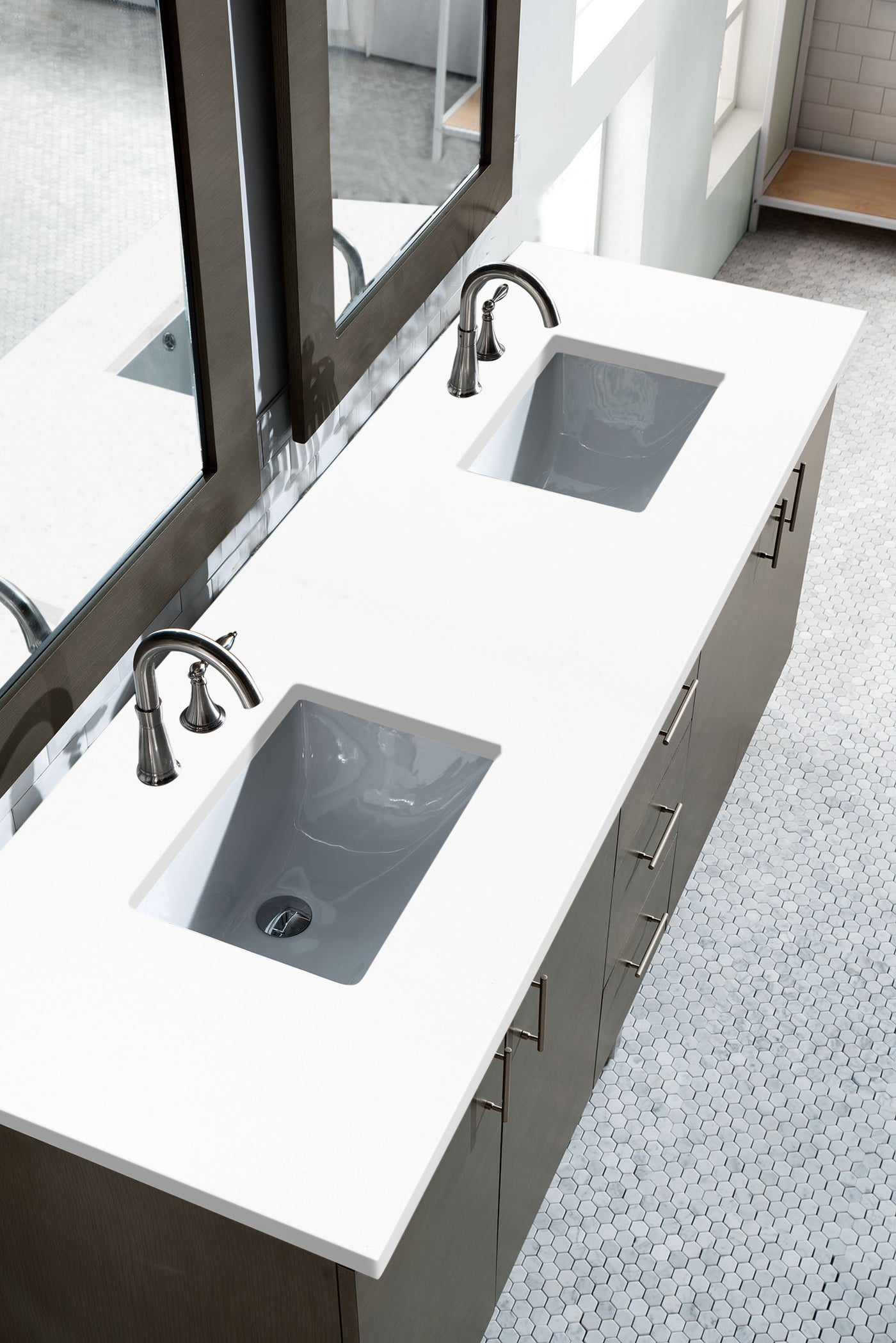 James Martin Metropolitan 72" Dual Mount Double Bathroom Vanity, Silver Oak by James Martin