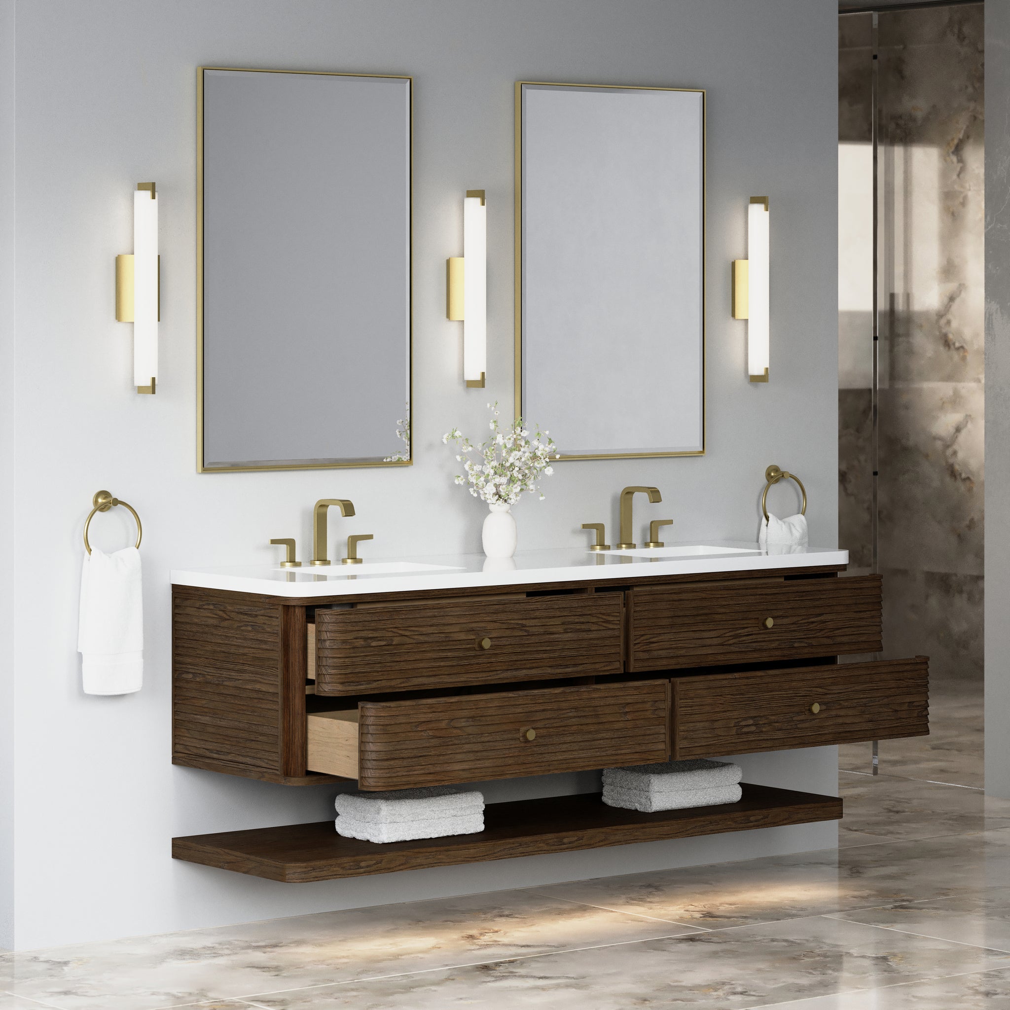 James Martin Allamari 72" Floating Double Bathroom Vanity, Sable by James Martin