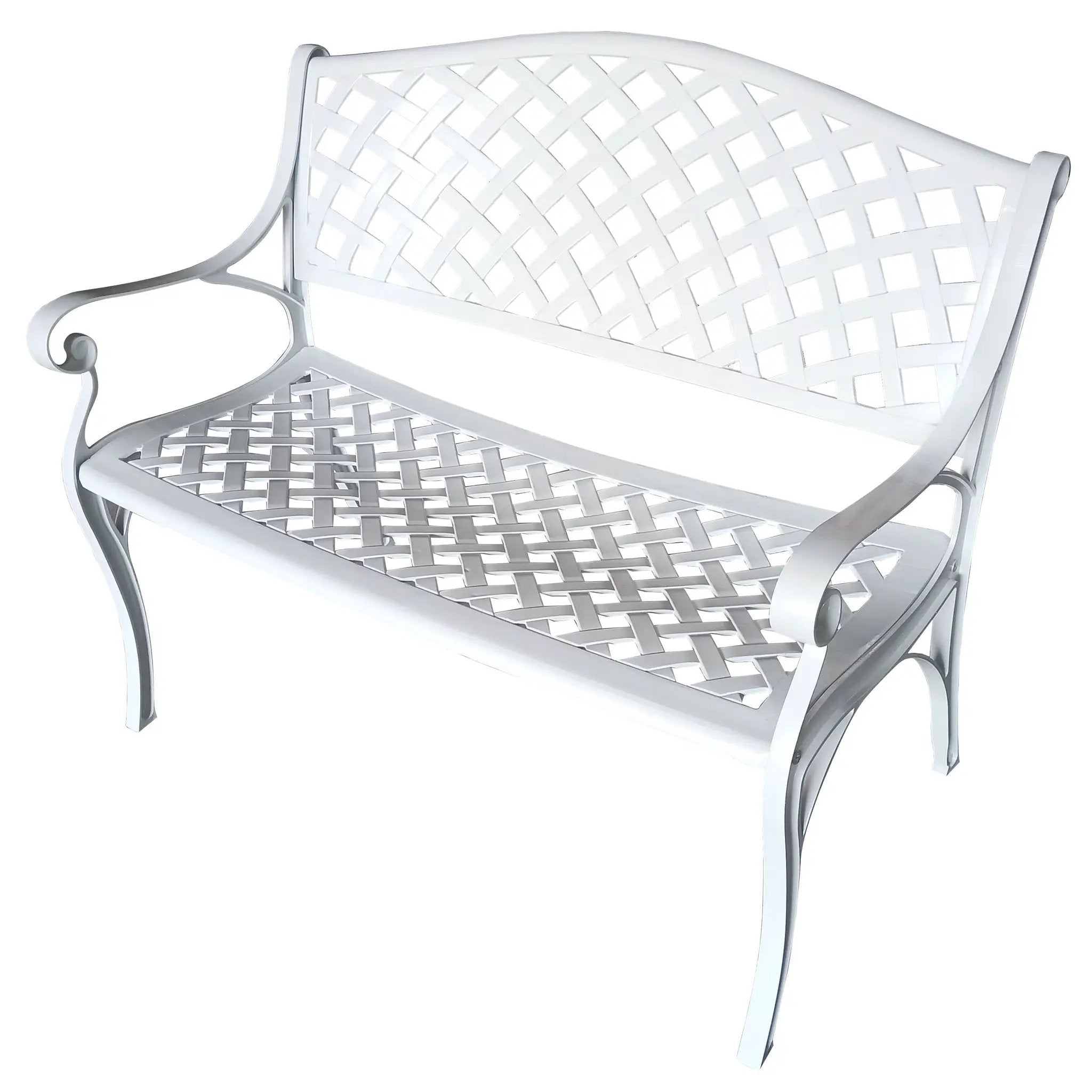 Outdoor Aluminum Modern 40-in White Patio Bench Loveseat by Sharicks