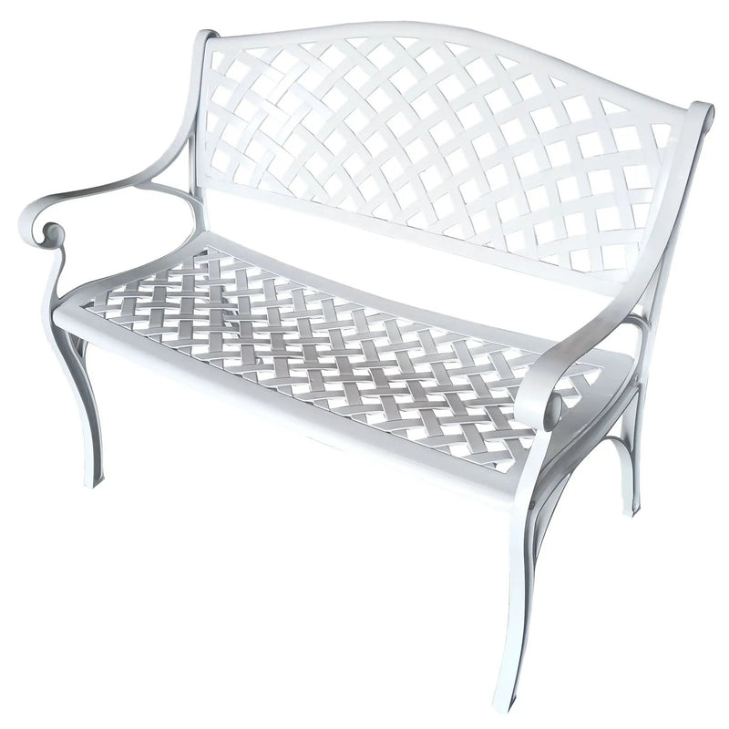 Outdoor Aluminum Modern 40-in White Patio Bench Loveseat by Sharicks